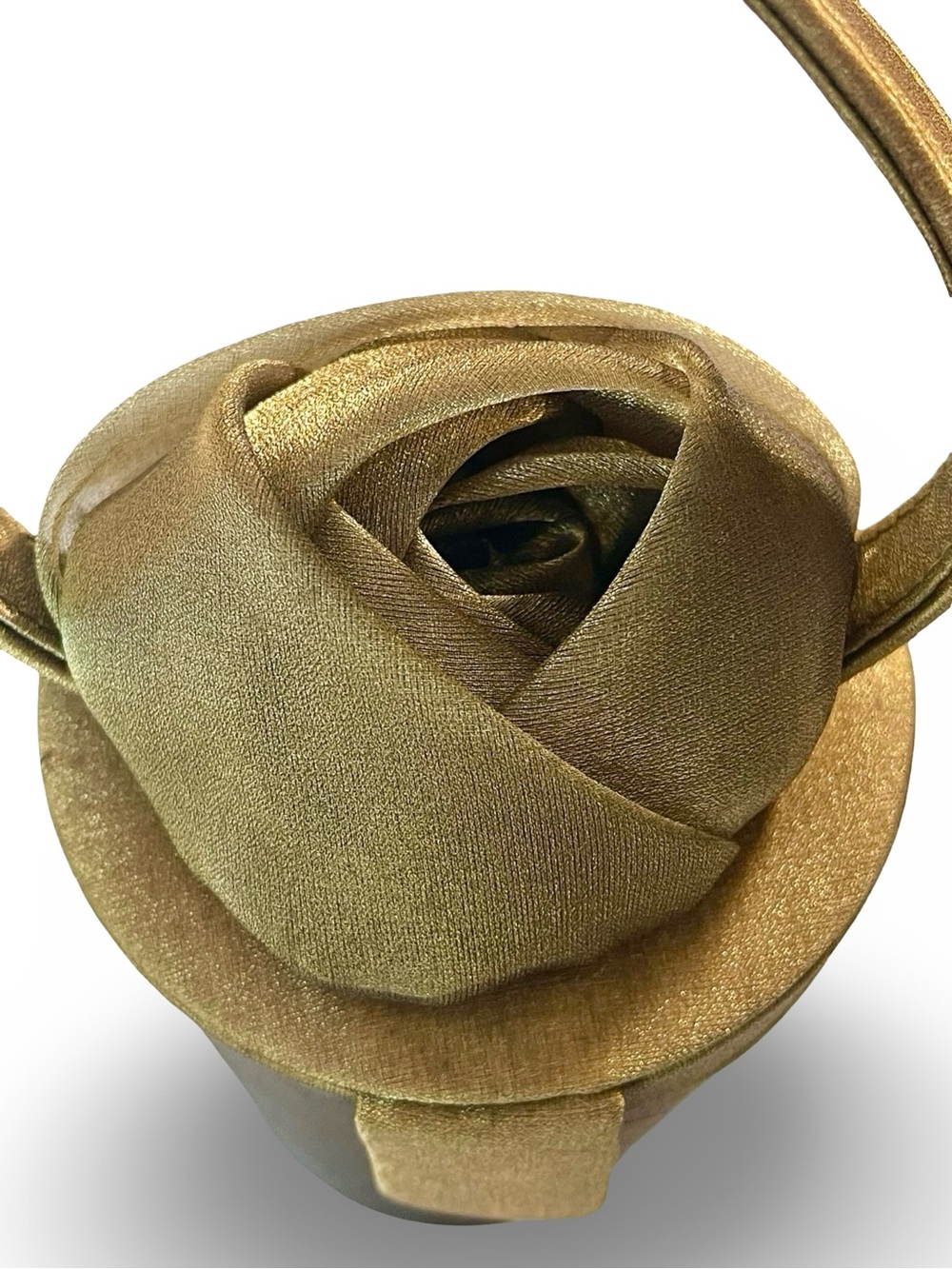 Mini Satin Evening Bucket Bag Single Handle Snap Closure in Metallic Gold - Picture 2 of 8